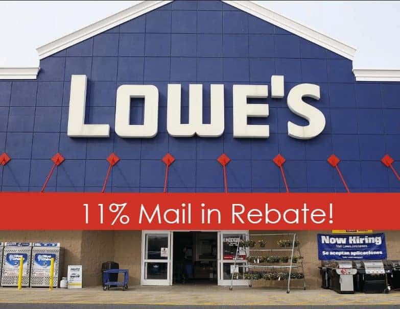 WOOHOO the awesome Lowe’s Mail in Rebate is back!

Lowe’s is offering a mail in rebate for 11% back on Almost ANY Lowe’s purchase made between 3/24/19 and 3/30/19. This can be used on TOP of all other sales and discounts (like the 10% Military Discount). I am hearing there may be a limit on this one so if you need a big purchase, I HIGHLY suggest you buy on day one and submit that day.

Valid at select stores only – list of stores is on the second page of the rebate. If your local one isn’t on it – look for nearby stores. The rebate will be paid in the from of a Lowe’s gift card.

We got lucky and this was available when we needed to replace our stove – saved us another $100 off deal. It took about a month for the gift card to show up but it did work!

The only exclusions I see are – any service/installation labor; major appliances; custom and in-stock cabinetry; Weber products; flooring; clearance; delivery; any custom/special order products; & gift cards.

I would most definitely print this Lowe’s Mail in Rebate now. It could go away at any time!