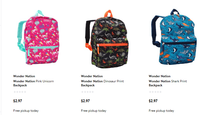 Backpack for $2.97 & Free Store Pickup