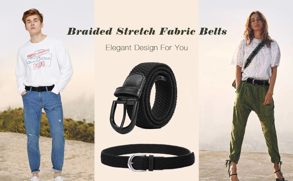  Fabric Woven Stretch Braided Belts for Men & Women for just $4 w/code