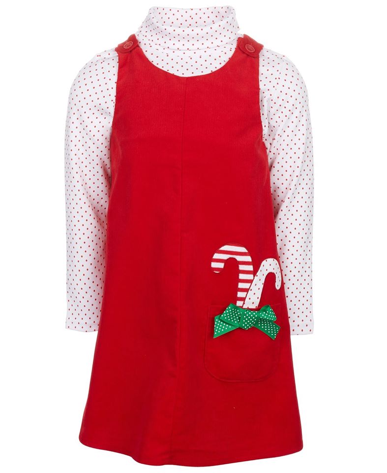 Good Lad Toddler Girls 2-Pc. Holiday Corduroy Jumper & Dot-Print Turtleneck for $17.60 (Reg $44.00) 