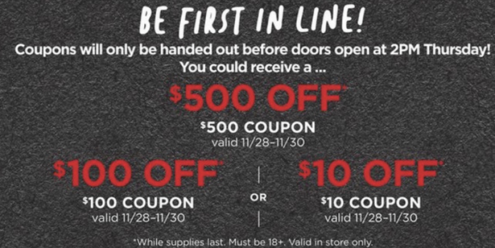 JCPenney Coupon Giveaway: $10, $100 or $500 Off In-Store Purchase Coupon (November 28th Only)