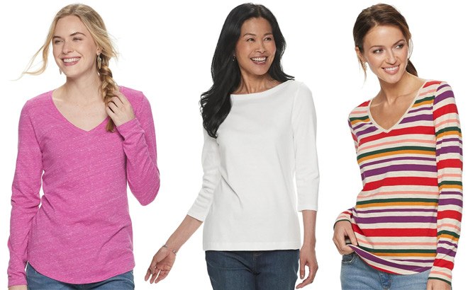 Women’s Long Sleeve Tees ONLY $2.99 Each (Reg $16) After Kohl’s Cash – Black Friday!