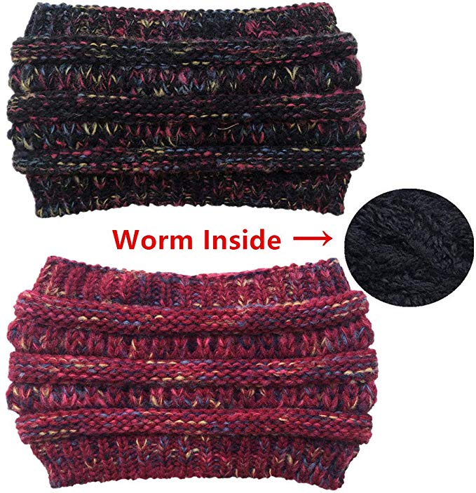 2-Pack Women Winter Warm Knitted Hat Beanie Cap Headband,Fleece Lining Slouch Skull Beanies Caps for Women for $9.18 w/code
