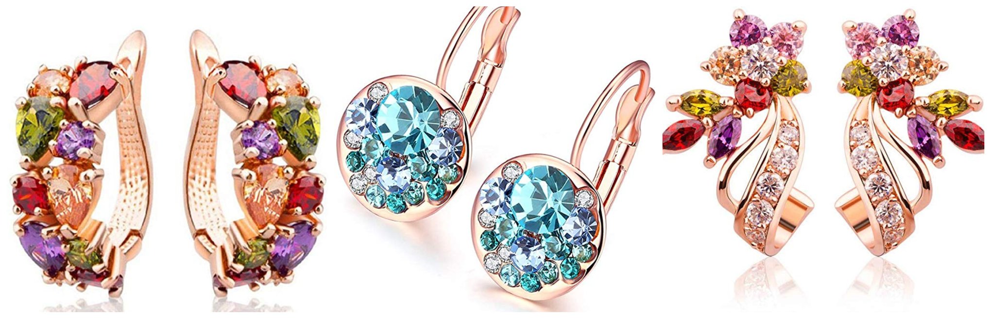 Blue Crystals Round Clip-on Earrings for Women  for $7.19 w/code 