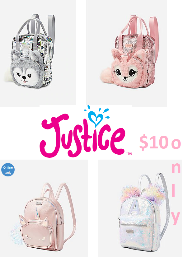 Justice Backbag for just $10 only+ Free Ship NOW