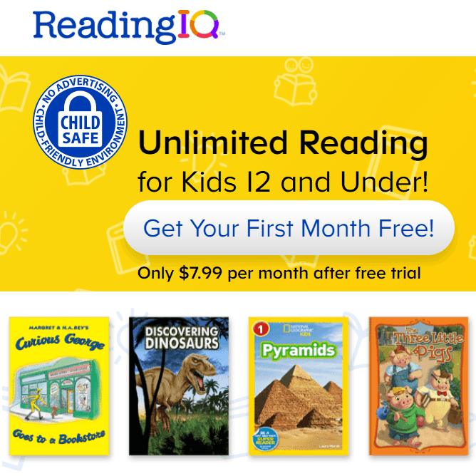 Reading IQ – Unlimited Reading for Kids 12 and Under! Get Your First Month Free!