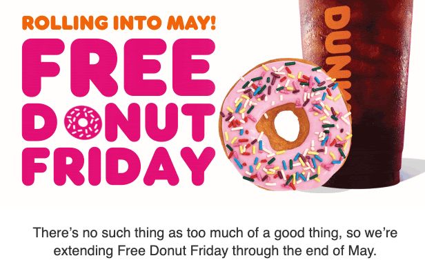 Reminder: Get a Free Donut at Dunkin Donuts Friday