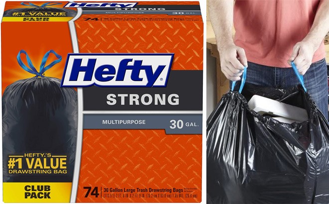 Hefty Strong 30-Gallon Drawstring Trash Bags 74-Count ONLY $13 (Reg $20)