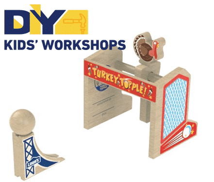 FREE DIY Kids’ Workshop Turkey Topple Kit at Lowes on November 13th or 14th (Registration is open now!)