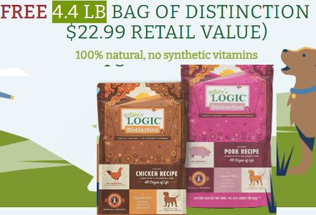 FREE 4.4 LB Bag of Nature’s Logic Distinction Dog Food Coupon ($22.99 Value!)