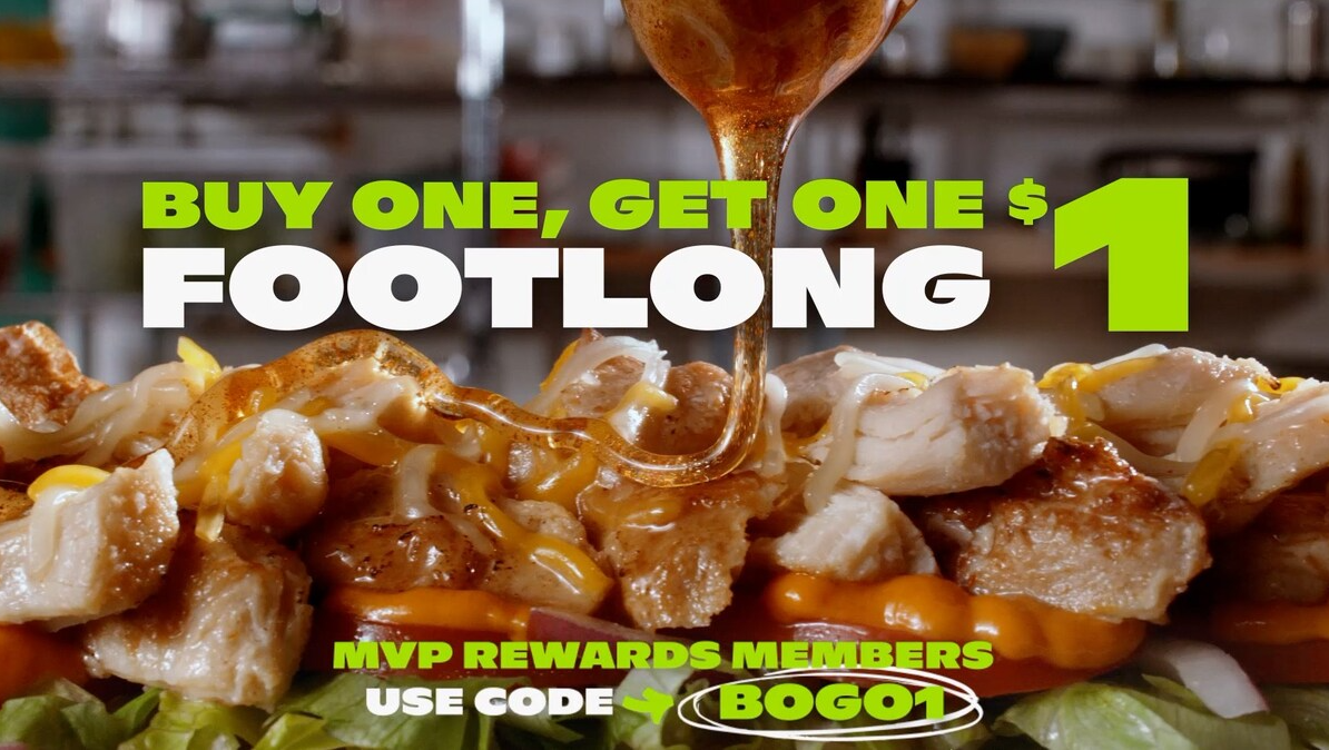 Subway BOGO Footlong Deal: Get 2nd for $1 with Promo Code