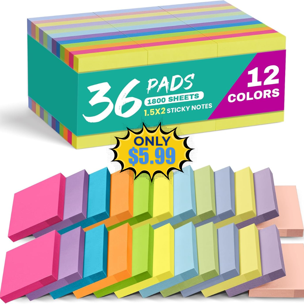 36 Pads Sticky Notes, 1.5x2 inches - Deals Finders