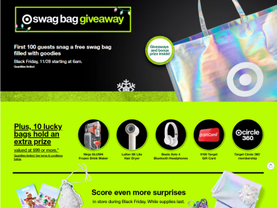 Black Friday FREE Swag Bag at Target