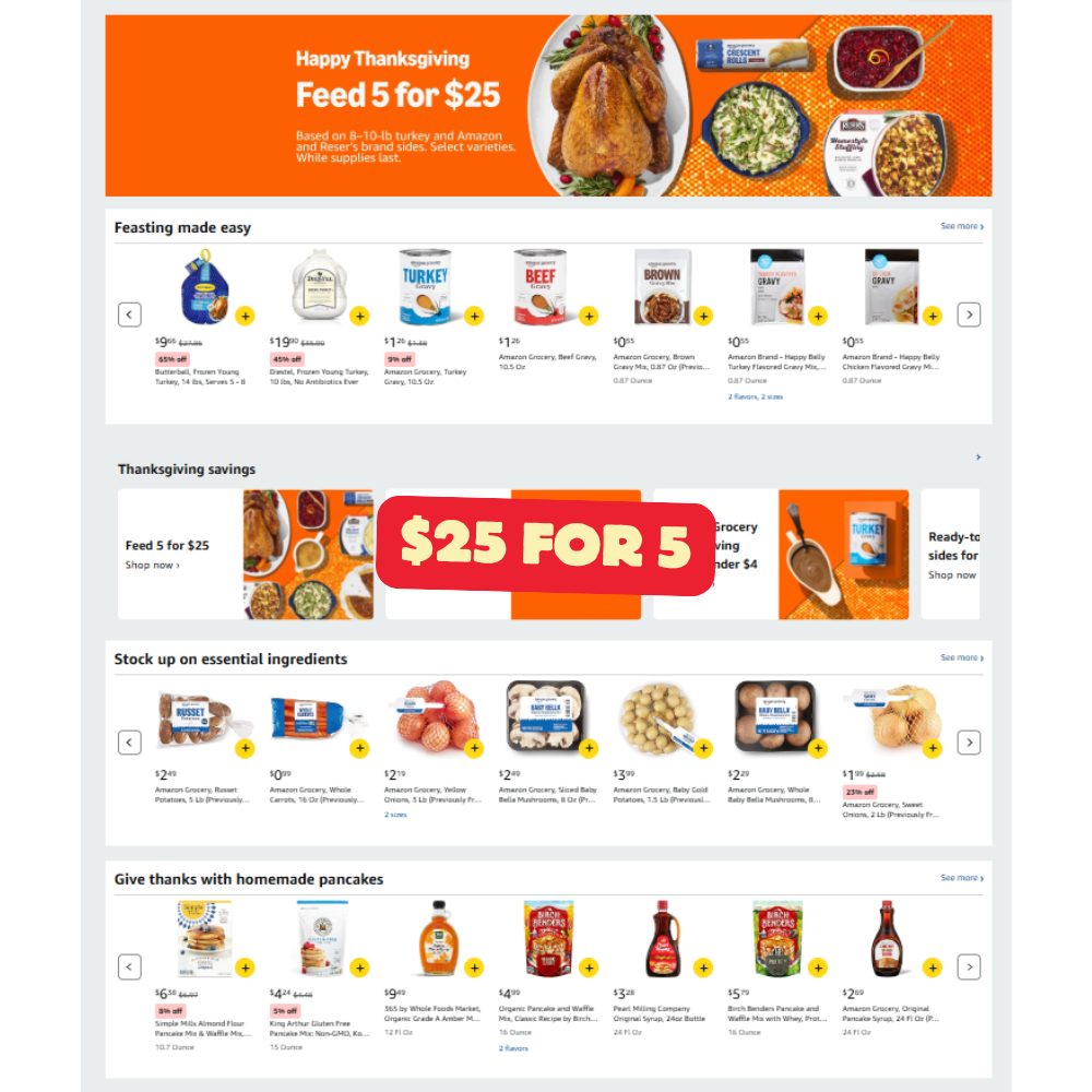 Amazon Thanksgiving Dinner Deal: Save $25 for 5 People