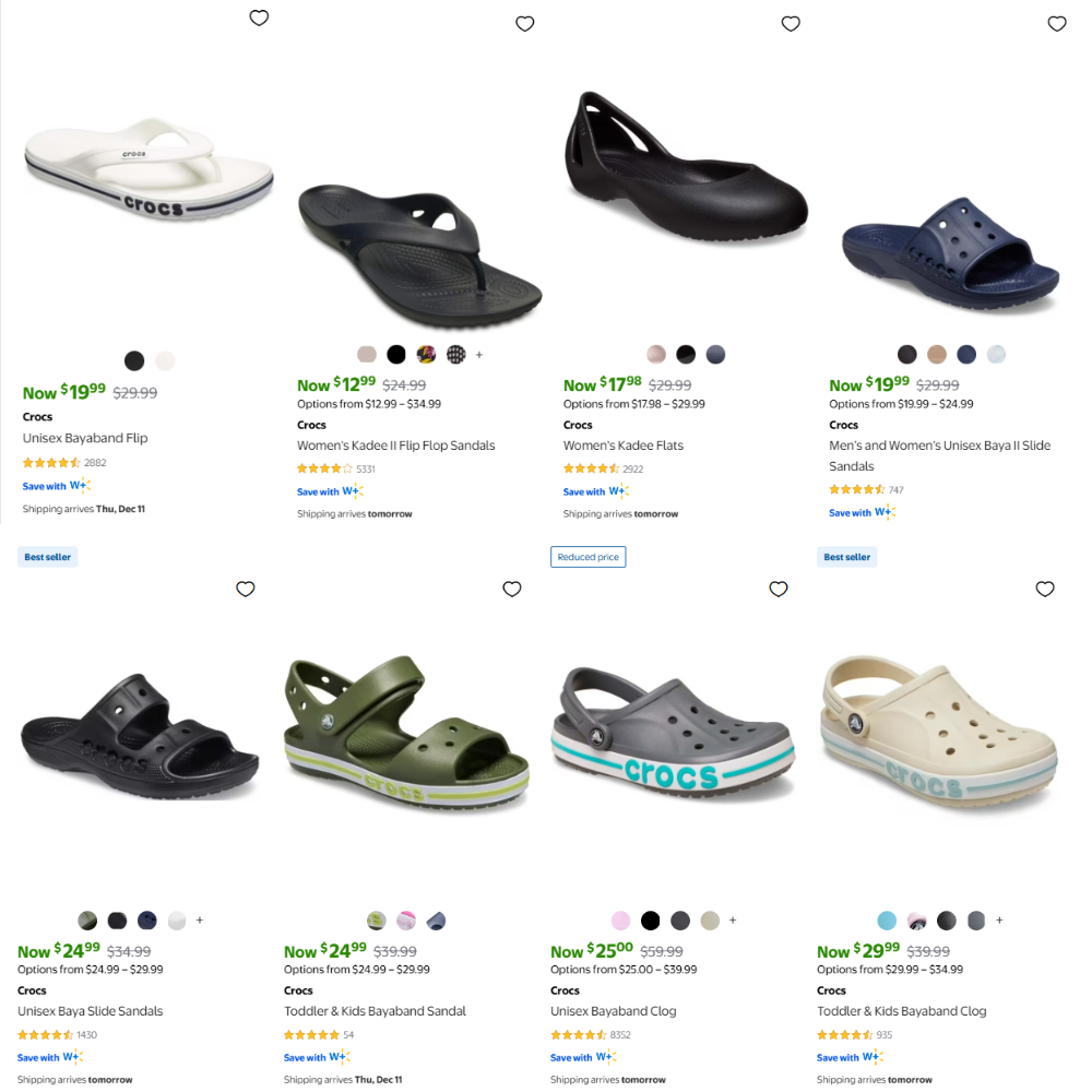 Crocs Clog and Sandals Deal: Save from $12.99 at Walmart