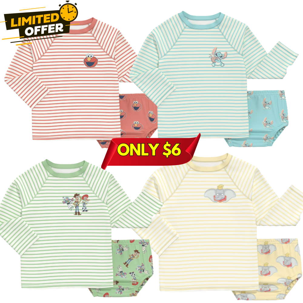 Long-Sleeve Rash Guard and Diaper Cover Swim Set $6 ($13.98)