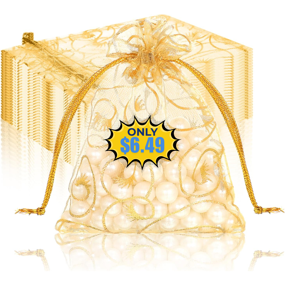 FdcLixuvol 100 Pcs Gold Organza Gift Bags Sale: Save 7% at DealsFinders.com