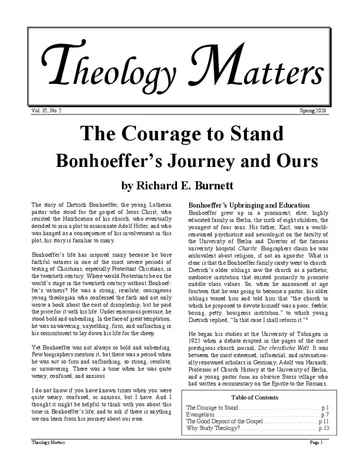 Theology Matters Spring 2026 print journal first-page preview